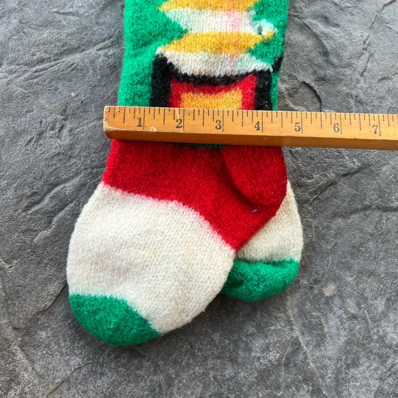 Vintage Hand Knitted Wool Christmas Stocking Set Named Santa Tree - Picture 10 of 10